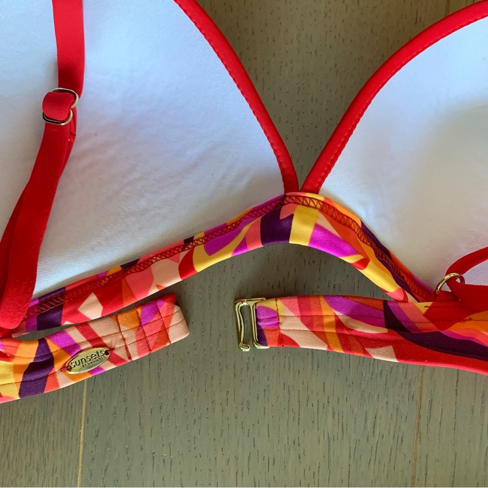 Sunsets Red & Colourful Swim Top & Bottom - Picture 7 of 14